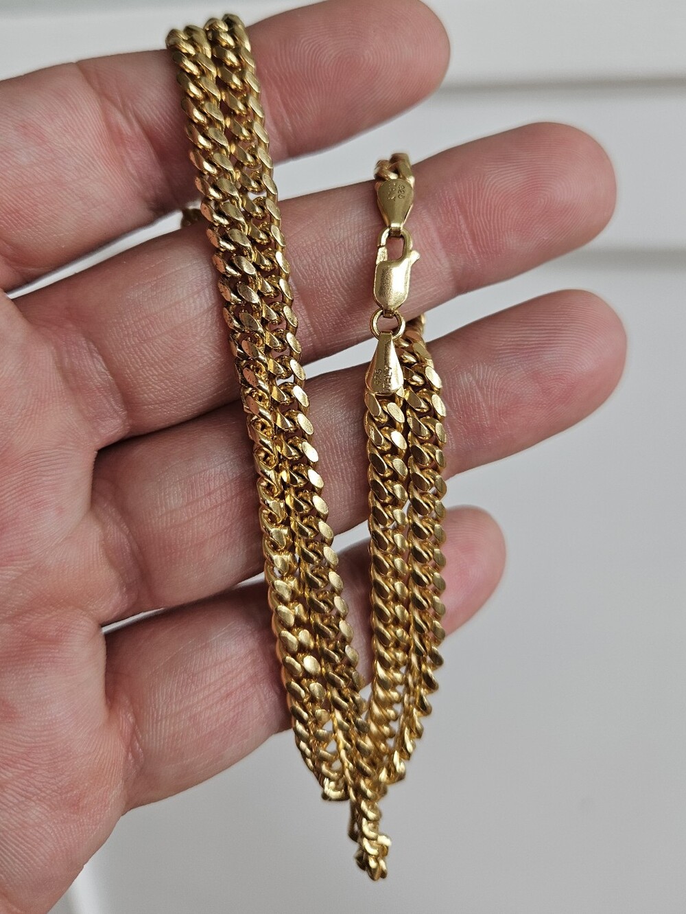 5mm Venitian 14k Yellow Gold 925 Sterling Silver Miami Cuban Chain Necklace 23"